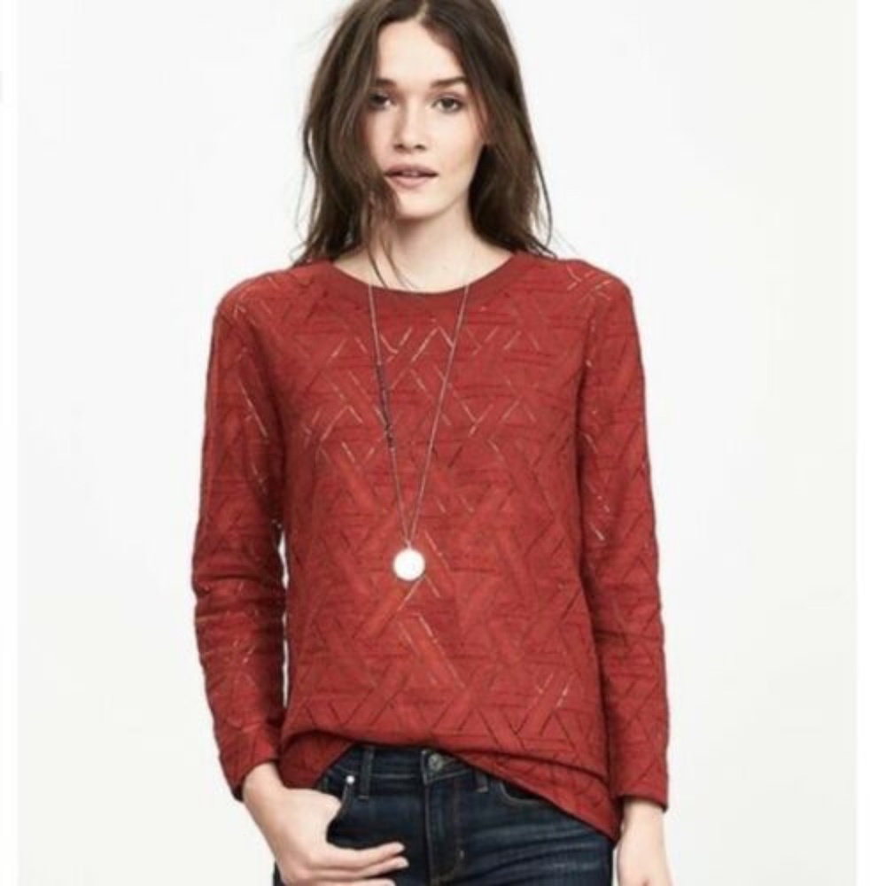 Banana Republic Geo Lace Pullover Sweatshirt Top - Picture 1 of 9